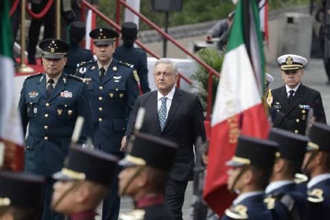February 9, 2019 - EUM20190209NAC02.JPG .CIUDAD DE MEXICO. AnniversaryAniversario-Marcha de la Lealtad.- 9 de febrero de 2019. El presidente Andres Manuel Lopez Obrador encabeza la conmemoracion del 106 aniversario de la Marcha de la Lealtad en el Castillo de Chapultepec. Lo acompana Luis Cresencio Sandoval (izq.), secretario de la Defensa Nacional. Foto: Agencia EL UNIVERSALLuis CortesEELG  - ZUMAu78_ 20190209_zaf_u78_002 Copyright: xElxUniversalx