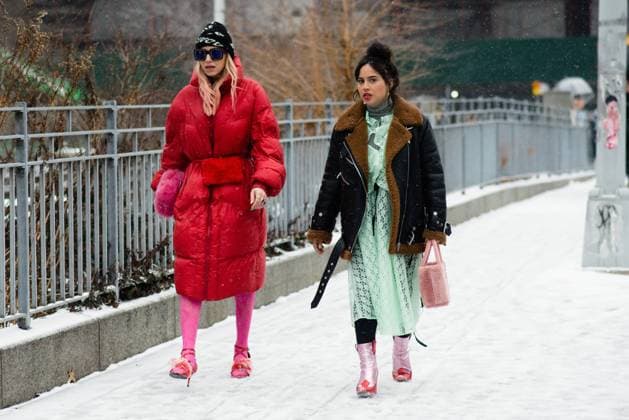 A chic showgoer attending the Sally LaPointe show during New York Fashion Week - Feb 12, 2019 - NYFW: Fall 2019 Street Style Day 6, New York New York United States  Copyright: xMichellexSangsterx h_00580381