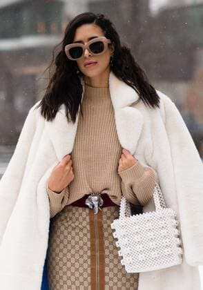 A chic showgoer attending the Sally LaPointe show during New York Fashion Week - Feb 12, 2019 - NYFW: Fall 2019 Street Style Day 6, New York New York United States  Copyright: xMichellexSangsterx h_00580405