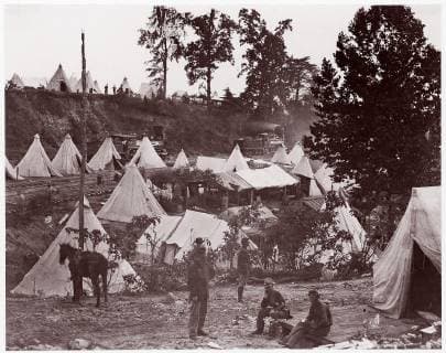 Military Railroad Camp, City Point, Virginia, 1861–65, Albumen silver print from glass negative, Photographs, Andrew Joseph Russell (American, 1830–1902)  Copyright: Artokoloro AM170720_063691