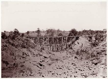 Confederate Trestle Work on Alexandria Railroad, 1861–65, Albumen silver print from glass negative, 15.2 x 21.1 cm (6 x 8 5 16 in.), Photographs, Andrew Joseph Russell (American, 1830–1902)  Copyright: Artokoloro AM170720_063954