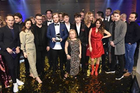Die Jury mit den Preisträgern beim 99Fire Films Award während der Berlinale 2019 im Umspannwerk Alexanderplatz. Berlin, 14.02.2019