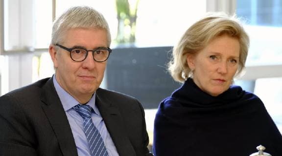 FEB - VBO CEO Pieter Timmermans and Princess Astrid of Belgium pictured during a breakfast at the start of the third day of a Belgian economic mission to Mexico, Tuesday 19 February 2019. Several federal and regional ministers accompany the princess on an economic mission to Mexico from 17 to 24 February.  ERICxLALMAND 05533903