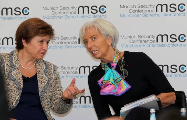 55. Münchner Sicherheitskonferenz im Hotel Bayerischer Hof in München. IWF-Chefin Christine Lagarde (rechts) und Interim-Präsidentin der Weltbank, Kristalina Georgieva (links) an der Münchner Sicherheitskonferenz am 15. Februar 2019. München Bayern Deutschland