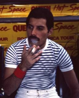 Freddie Mercury of Queen attend Queen Press Conference for Hot Space at Crazy Eddie s on July 27, 1982 in New York City. Copyright: xx