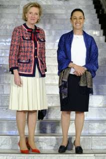 Princess Astrid of Belgium and Dr Claudia Sheinbaum Pardo, jefe de gobierno de la ciudad de Mexico pictured during a distinguished ceremony at the City Hall of Mexico, on the fourth day of a Belgian economic mission to Mexico, Wednesday 20 February 2019. Several federal and regional ministers accompany the princess on an economic mission to Mexico from 17 to 24 February.  ERICxLALMAND 05534808