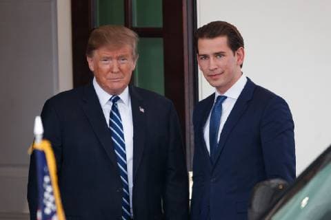 (190220) -- WASHINGTON, Feb. 20, 2019 -- U.S. President Donald Trump (L) welcomes Austrian Chancellor Sebastian Kurz at the White House in Washington D.C., the United States, on Feb. 20, 2019. ) U.S.-WASHINGTON D.C.-TRUMP-AUSTRIA-KURZ-MEETING TingxShen 