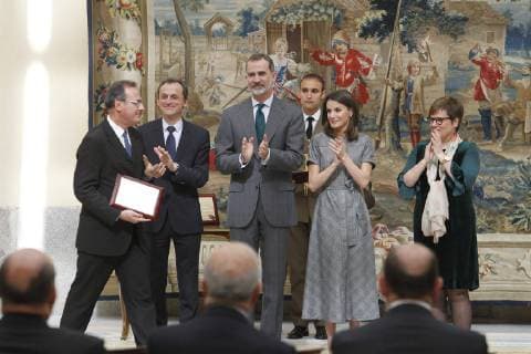 Spanish King Felipe VI and Queen Letizia Ortiz during the International Research Prize in the El Pardo Palace in Madrid on Wednesday 21 February 2019 Cordon Press