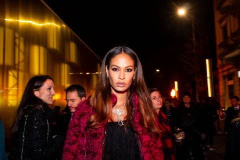 Italy: Milan Fashion Week Fall Winter 2019 - Day 1 Joan Smalls seen outside Moncler Show during Milan Fashion Week Autumn Winter 2019 20 Milan Italy Milan, Italy  AlessandroxBremec