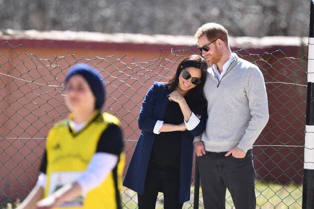 Entertainment Themen der Woche KW08 Entertainment Bilder des Tages . 24 02 2019. Morocco , United Kingdom. Duke and Duchess of Sussex in Morocco-Day Two. Prince Harry, The Duke of Sussex accompanied by his wife Meghan, The Duchess of Sussex, visit Lycee Qualifiant Grand Atlas, Asni Town, Atlas Mountains, Morocco, The Duke and Duchess visit the local Secondary School meeting students and teachers. Also visiting the school s sports ground to watch the children playing football.  xAndrewxParsonsx xi-Imagesx IIM-19336-0009