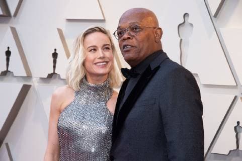 February 24, 2019 - Hollywood, California, U.S. - BRIE LARSON and SAMUEL L. JACKSON arrive on the red carpet of The 91st Oscars at the Dolby Theatre in Hollywood. Hollywood U.S. - ZUMAz03_ 20190224_sha_z03_458 Copyright: xAMPASx