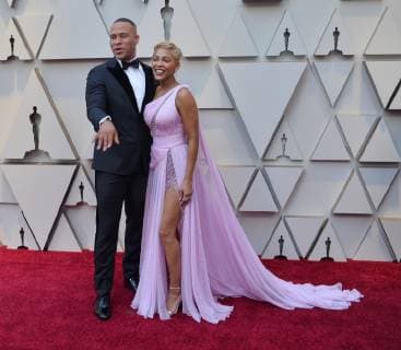 DeVon Franklin and Meagan Good arrive on the red carpet for the 91st annual Academy Awards at the Dolby Theatre in the Hollywood section of Los Angeles on February 24, 2019.  LAP201902240254 JIMxRUYMEN