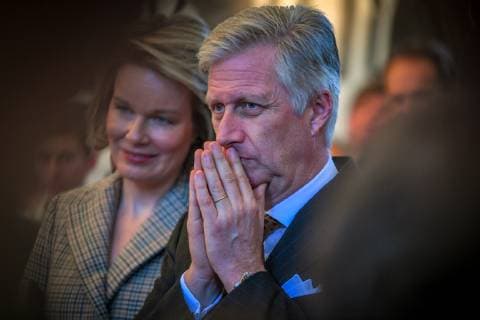 King Philippe - Filip of Belgium pictured during a visit of Belgian Royal couple in Antwerp province, in the Lakenhal old construction and a meeting with the population, in Herentals, Tuesday 26 February 2019.  LUCxCLAESSEN 05538601