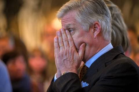 King Philippe - Filip of Belgium pictured during a visit of Belgian Royal couple in Antwerp province, in the Lakenhal old construction and a meeting with the population, in Herentals, Tuesday 26 February 2019.  LUCxCLAESSEN 05538598