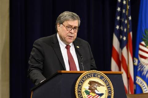 February 26, 2019 - Washington, DC, U.S - Attorney General William Barr at the Department of Justice African American History Month Observance Program in the The Great Hall at the U.S. Department of Justice in Washington, DC on February 26, 2019 Washington U.S. - ZUMAb161 20190226_zap_b161_028 Copyright: xMichaelxBrochsteinx