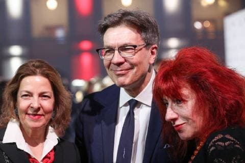 MOSCOW, RUSSIA - MARCH 1, 2019: The editor-in-chief of the Snob magazine, Sergei Nikolayevich (C), at the 7th The Art Newspaper Russia award ceremony at Gostiny Dvor; The Art Newspaper Russia award is presented annually in many categories to people connected with artistic process, cultural heritage preservation activities, private initiatives in the art world and to artistic and cultural events. Alexander Shcherbak TASS  TS0A2CDA