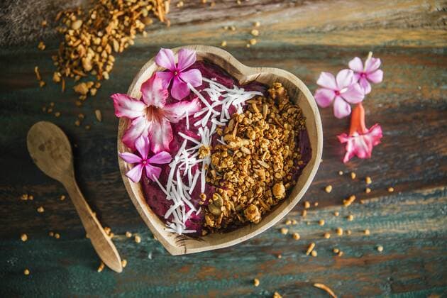 Food, Smoothie-Bowls Acai Bowl with coconut flakes and pumpkin granola  MBEF01450