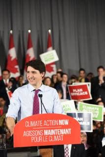 March 5, 2019 - Toronto, Ontario, Canada - Justin Trudeau, Leader of the Liberal Party of Canada, delivering remarks to supporters at a Liberal Climate Action Rally in Toronto, ON, on March 4, 2019. Toronto Canada  - ZUMAn230 20190305_zaa_n230_010 Copyright: xArindamxShivaanix