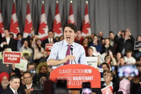 News Bilder des Tages March 5, 2019 - Toronto, Ontario, Canada - Prime Minister Justin Trudeau and leader of the Liberal Party of Canada, delivering remarks to supporters at a Liberal Climate Action Rally in Toronto, ON, on March 4, 2019. Toronto Canada  - ZUMAn230 20190305_zaa_n230_002 Copyright: xArindamxShivaanix