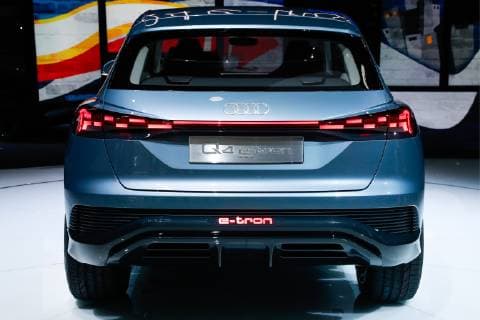 GENEVA, SWITZERLAND - MARCH 5, 2019: An Audi Q4 e-tron concept electric crossover on display during a press day ahead of the opening of the 89th Geneva International Motor Show. Sergei Fadeichev TASS  TS0A3729