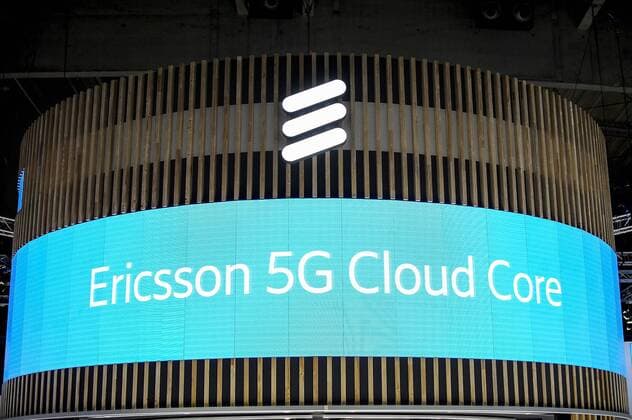 February 28, 2019 - Barcelona, Catalonia, Spain - Ericsson 5G Cloud Core logo exhibited during the Mobile World Congress, on February 28, 2019 in Barcelona, Spain. Barcelona Spain  - ZUMAn230 20190228_zaa_n230_1411 Copyright: xJoanxCrosx