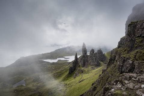 UK, Scotland, Inner Hebrides, Isle of Skye, Trotternish, Old Man of Storr  ELF01981