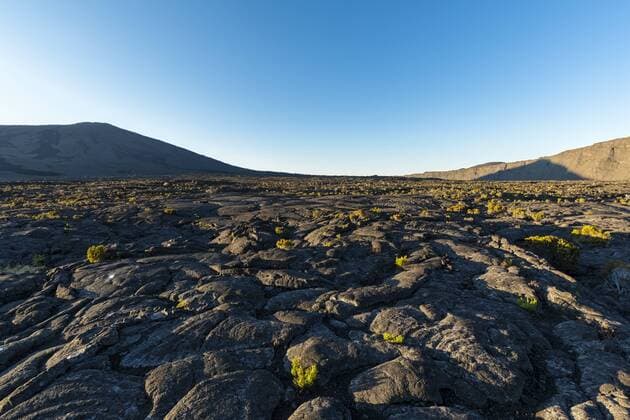 Reunion, Reunion National Park, Shield Volcano Piton de la Fournaise, Caldera Enclos Fouque and Rempart, lava field, AA lava over pahoehoe lava  FOF09644