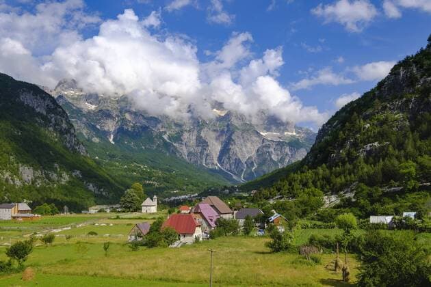 Albania, Shkoder County, Albanian Alps, Theth National Park, Theth, Radohima massif  SIEF08087