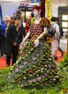 (190308) -- TORONTO, March 8, 2019 (Xinhua) -- A dress made of real flowers is seen during the 2019 Canada Blooms in Toronto, Canada, March 8, 2019. The annual world-class event connects people to the joys and benefits of nature through experiences with gardens and flowers from March 8 to 17. (Xinhua Zou Zheng) CANADA-TORONTO-CANADA BLOOMS 