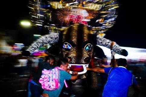 March 9, 2019 - March 08, 2019. Tultepec, State of Mexico. Every 8th of March, in the Mexican municipality of Tultepec, State of Mexico, celebrates the traditional burning of pyrotechnic bulls in honor of the patron saint of pyrotechnics, San Juan de Dios. ..PHOTO: OMAR LOPEZ - ZUMAl109 20190309_zap_l109_001 Copyright: xOmarxLopezx