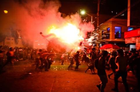 March 8, 2019 - March 08, 2019. Tultepec, State of Mexico. Every 8th of March, in the Mexican municipality of Tultepec, State of Mexico, celebrates the traditional burning of pyrotechnic bulls in honor of the patron saint of pyrotechnics, San Juan de Dios. ..PHOTO: OMAR LOPEZ - ZUMAl109 20190308_zap_l109_011 Copyright: xOmarxLopezx