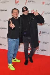 11. Deutscher Musikautorenpreis 2019 Die Atzen ist ein deutsches Rap-, Electro- und Hip-Hop-Duo, Rappern Frauenarzt und Manny Marc Ankunft, roter Teppich zum 11. Deutschen Musikautorenpreis im Hotel Ritz Carlton in Berlin am 14.03.2019