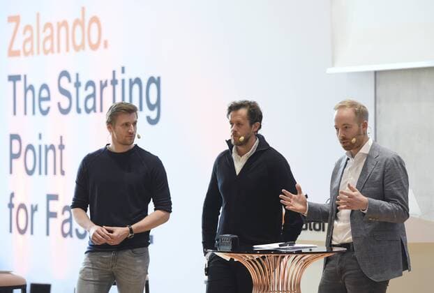 Vorstandsvorsitzende David SCHNEIDER, Robert GENTZ und Rubin RITTER (l-r) Zalando Bilanzpressekonferenz im Headquarter in Berlin, Deutschland am 28.02.2019.