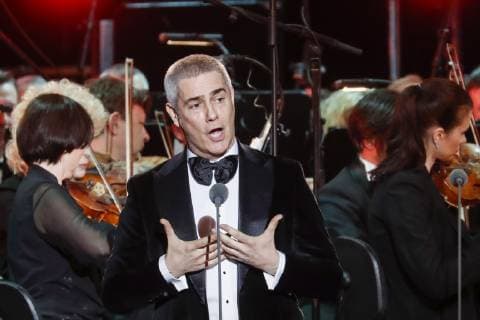 MOSCOW, RUSSIA â€“ MARCH 19, 2019: Italian operatic tenor Alessandro Safina performs at a ceremony to present BraVo international classical music awards at the Bolshoi Theatre. Mikhail Japaridze TASS  TS0A51D8