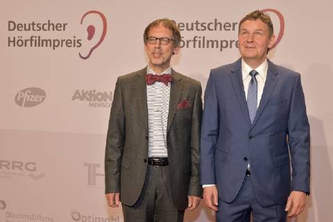 17. Deutscher Hoerfilmpreis Klaus Huhn, Praesident des DBSV, Andreas Bethke, Geschaeftsführer des DBSV Ankunft, roter Teppich zum 17. Deutscher Hoerfilmpreis in der Hauptstadtrepraesentanz der Deutschen Telekom in Berlin am 19.03.2019