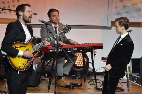 17. Deutscher Hoerfilmpreis Tom Schilling und Band The Jazz Kids Liveauftritt zum 17. Deutscher Hoerfilmpreis in der Hauptstadtrepraesentanz der Deutschen Telekom in Berlin am 19.03.2019