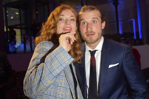 17. Deutscher Hoerfilmpreis Marleen Lohse mit Freund Buehnenabschlussbild zum 17. Deutscher Hoerfilmpreis in der Hauptstadtrepraesentanz der Deutschen Telekom in Berlin am 19.03.2019