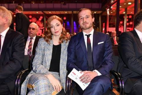 Marleen Lohse und Max Montgomery bei der Verleihung des 17. Deutschen Hörfilmpreises 2019 in der Hauptstadtrepräsentanz der Deutschen Telekom. Berlin, 19.03.2019