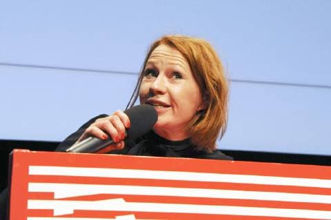 Birgit Minichmayr bei der Verleihung des Großen Diagonale-Schauspielpreises 2019 für Verdienste um die österreichische Filmkultur beim Festival des österreichischen Films Diagonale im Orpheum. Graz, 19.03.2019