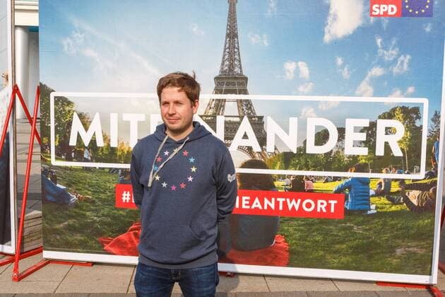 DEU, Deutschland, Berlin , 23.03.2019: Parteikonvent der SPD zum Europawahlprogramm. Start der Europawahlkampagne 2019. Kevin Kühnert, Bundesvorsitzender der Jusos
