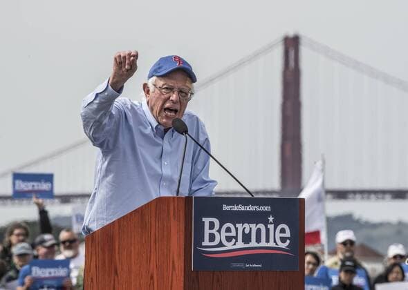 Sen. Bernie Sanders addresses a rally at Ft. Mason in San Francisco on March 24, 2019. Sanders has joined the growing field of candidates to oppose President Trump in the 2020 election.  SXP2019032412 TERRYxSCHMITT