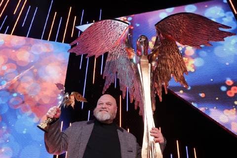 MOSCOW, RUSSIA â€“ MARCH 30, 2019: Director Alexei Fedorchenko accepts an award for Best Motion Picture for his film Anna s War at the 32nd Nika Film Award Ceremony. Vyacheslav Prokofyev TASS  TS0A6731