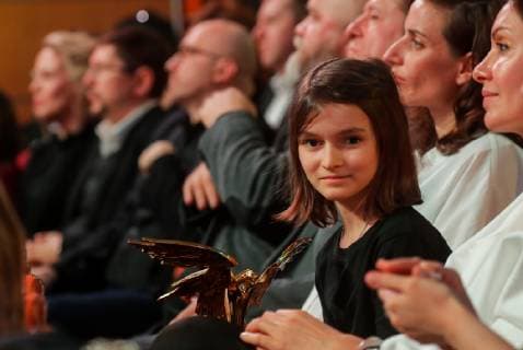 MOSCOW, RUSSIA â€“ MARCH 30, 2019: Actress Marta Kozlova with an award for Best Actress for her role in Alexei Fedorchenko s film Anna s War at the 32nd Nika Film Award Ceremony. Vyacheslav Prokofyev TASS  TS0A674F