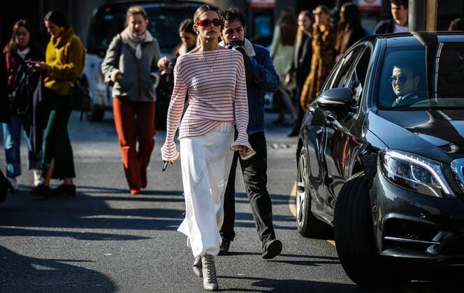 UK: On the street London LONDON, UK- February 17 2019: Helena Bordon on the street during the London Fashion Week. London United Kingdom  MauroxDelxSignore