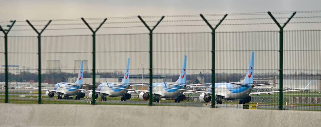 Illustration picture shows four Boeing 737 MAX airplanes of TUI fly Belgium, grounded at Brussels Airport in Zaventem, Wednesday 03 April 2019.  FREDERIKxUREEL 05560392