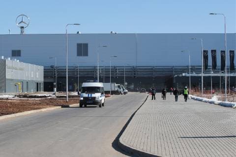 MOSCOW REGION, RUSSIA - APRIL 3, 2019: An outside view of the Moskovia Mercedes-Benz assembly plant of the Daimler AG German automotive corporation in the Yesipovo industrial park. Sergei Bobylev TASS  TS0A6C9A