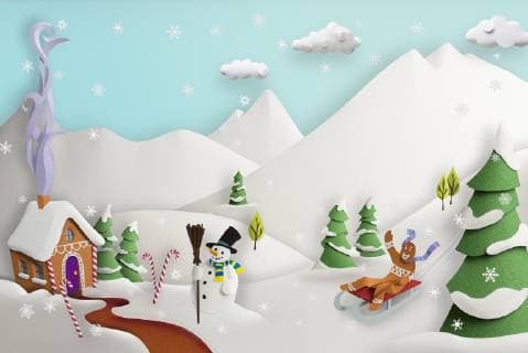Papiermodell eines süßen Lebkuchenhauses im Schnee  Copyright: xGailxArmstrongx 20700086