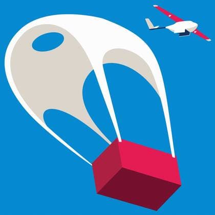 Drohnenflugzeug wirft ein Paket ab  Copyright: xJoshxMcKiblex 12490032