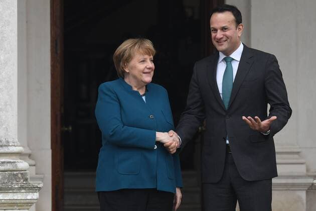 April 4, 2019 - Dublin, Ireland - Taoiseach Leo Varadkar (Irish Prime Minister) meets German Chancellor Angela Merkel at Farmleigh House, in Dublin, to Ã¢â‚¬oeget a clearer pictureÃ¢â‚¬Â on various Brexit issues, as well as other EU matters. .On Thursday, April 4, 2019, in Dublin, Ireland. Dublin Ireland  - ZUMAn230 20190404_zaa_n230_052 Copyright: xArturxWidakx