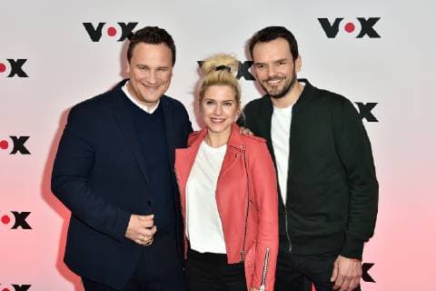 Guido Maria Kretschmer, Jeanette Biedermann und Steffen Henssler beim Fototermin im Rahmen vom Vox Pressetermin am 5.04.2019 in Berlin Promis praesentieren ihre Formate beim Vox Pressetermin in Berlin *** Guido Maria Kretschmer Jeanette Biedermann and Steffen Henssler present their formats at the Vox press conference in Berlin on the occasion of the Vox press conference on 5 04 2019 Celebrities present their formats at the Vox press conference in Berlin 